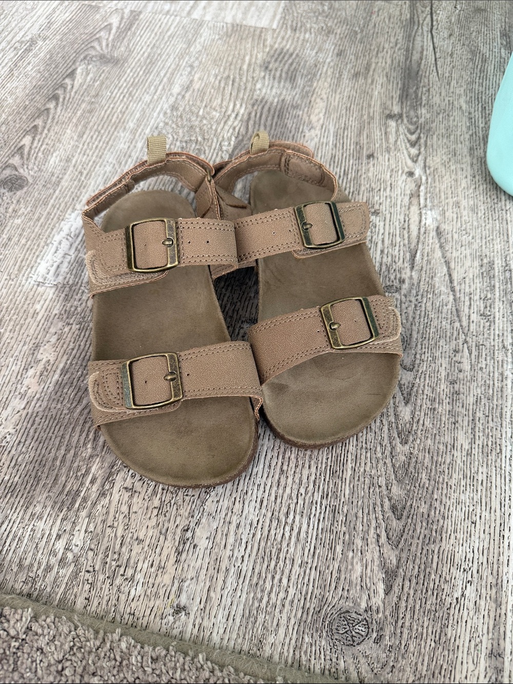 Carter's Tan Double-Buckle Kids Sandals